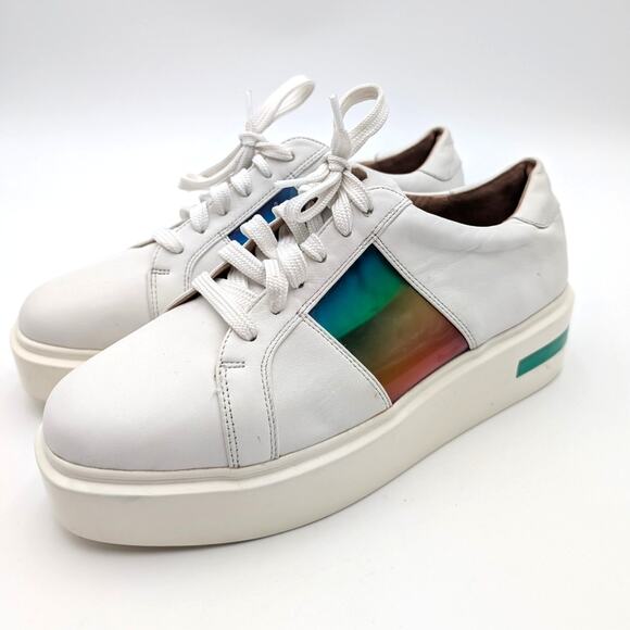 Linea Paolo Karis Mixed Media Platform Sneakers Women's White Size US9.5M EU40 - Picture 1 of 12